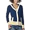 Juniors' Mossimo Supply Co. Button-Up Hoodie - Navy/White/Daffodil Stripe