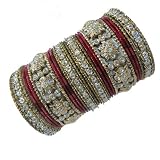 Set Of 22 Pcs Maroon Gold Indian Traditional Bangles Bollywood Bridal Churi Wedding Bracelet Gift