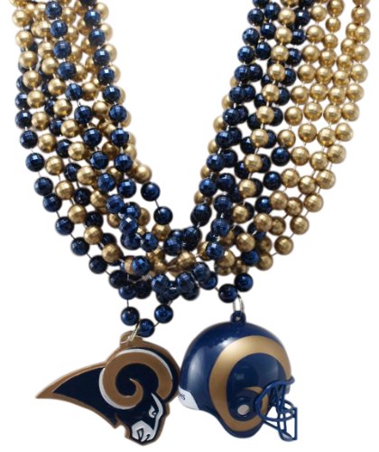 NFL St Louis Rams Team Medallion, Mini-Helmet and Mardi-Gras Bead Set