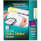 Avery Index Maker Clear Label Dividers, 5-Tab, Multi-Color, 5 Sets (11990)