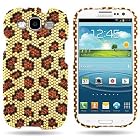 WIRELESS CENTRAL Brand Hard Snap-On Full DIAMOND Cover Case with BLACK BROWN GOLD LEOPARD Design For SAMSUNG GALAXY S3 S III i747 (ATT) / i535 (Verizon) / T999 (T-Mobile) / L710 (Sprint) / i9300 With PRY-Triangle Case Removal Tool [WCB78]
