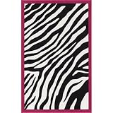 Woven Carpet Area Rug White Zebra Stripe BLACK 7x9