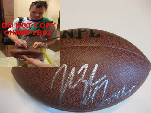JOHN LYNCH,TAMPA BAY BUCCANEERS,BUCS,DENVER BRONCOS,STANFORD CARDINALS,SIGNED,AUTOGRAPHED,NFL FOOTBALL,WITH PROOF + COA