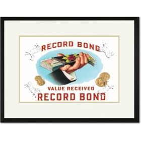 Black Framed/Matted Print 17x23, Record Bond Cigars