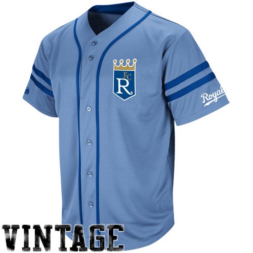 Majestic Kansas City Royals Cooperstown Throwback Heater Jersey - Light Blue (X-Large)