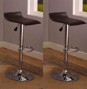 King's Brand 9009B Air Lift Adjustable Bar Stool with Vinyl Seat, Black and Chrome Finish,... by King's Brand