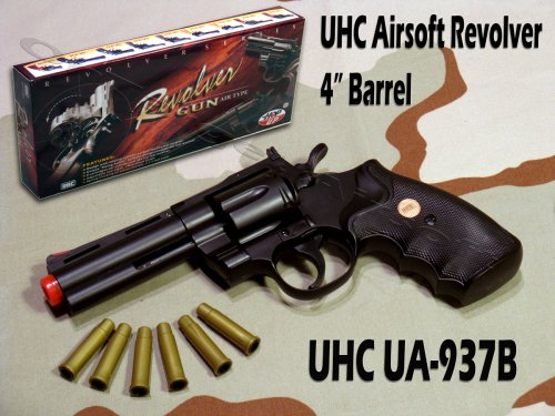 UHC Airsoft Revolver 4 inch barrel UA937 - Matte Black