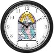 Virgin Mary (Stained Glass) Christian Theme Wall Clock by WatchBuddy Timepieces (Hunter Green Frame)