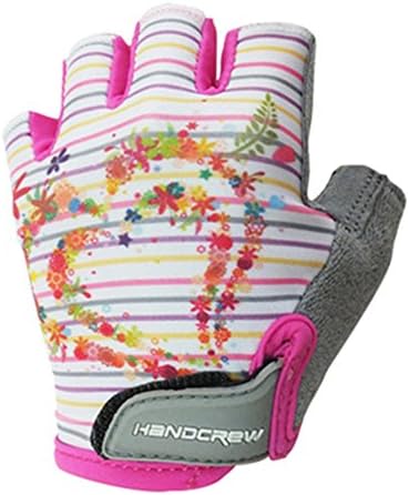 Handcrew Kids Racing Cycling Glove Childens Half Finger Gloves for Bike Unisex Outdoor Glove for Boys and Girls (Flower, S-Small)