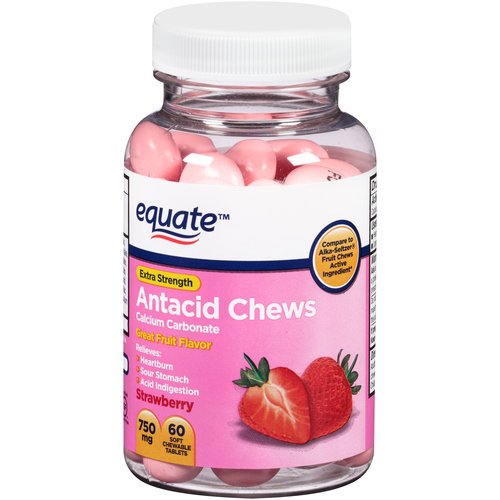 Equate Extra Strength Strawberry Calcium Carbonate Antacid Chews, 750