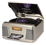 Crosley CR712 Autorama Turntable with CD Player and AM/FM Radio, Brushed Chrome