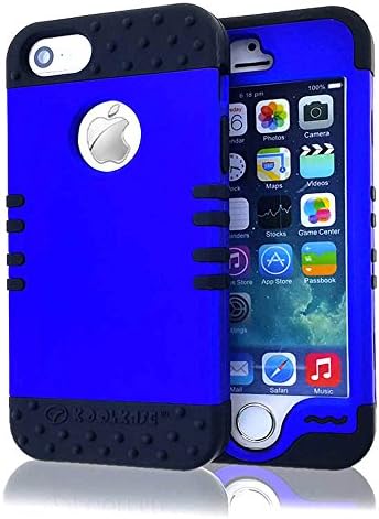 Apple iPhone 5/iPhone 5s case, Hybrid Rocker Series, 2 in 1 Soft&amp;Hard Rubber Hybrid Rocker CaseFor iPhone 5&amp; iPhone 5s (Blue Rubberized/Black)