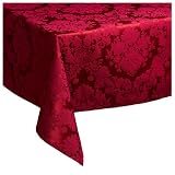 Waterford Table Wiltshire 70 by 84-Inch Oblong Table Cloth, Ruby