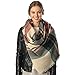 Women's Warm Oversized Checked Tartan Blanket Scarf Wrap Shawl With Brooch