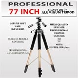 Mini DV Camcorder-Professional 77 Inch Build in Bubble Leveling, Geared Elevator, Heavy Duty Aluminum Tripod Extend to 77