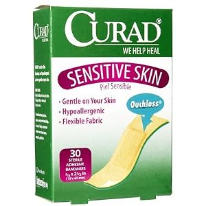 Curad Sensitive Skin Sensitive Skin Adhesive Bandages, Regular Size 30 ea