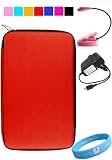 Red Hard Cube Carrying Case for E-Book Barnes and Nobles Nook + Pink eLight + Wall Charger+ Wristband
