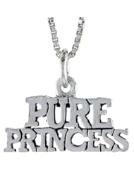 Sterling Silver PURE PRINCESS Word Necklace, w/ 18 inch Box Chain