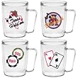Game Room Fun 18 oz Insulated Coffee Mug Set, Clear, (4 designs)