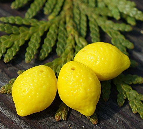 Opaque Yellow Lemon Beads Czech Glass Lemon Beads Glass Fruit Beads Lemon Glass Beads Czech Lemon Beads Czech Glass Beads 14mm x 10mm 4pc
