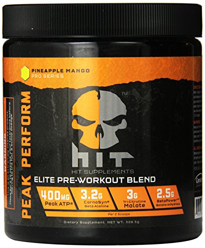 HIT Supplements Peak Perform Pre Workout Supplement with Peak ATP, Pineapple Mango, 45 servings