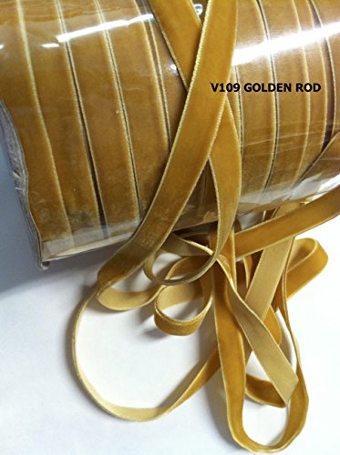5/8 Velvet Ribbons- 5 Yards- Choose ANY of 23 Colors (Golden Rod)