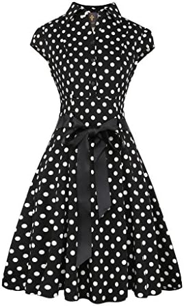 Elf Queen Women's Vintage Polka Dot Cocktail 1950s Tea Party Dress US Size L Black