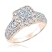 Princess Diamond Square Frame Rose and White Gold Engagement Ring 1 1/4ctw - Size 6.5