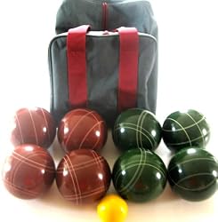 EPCO Tournament Set - 107mm Red and Green Bocce Balls with high quality nylon bag