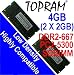 Topram 4GB DDR2-667 PC2-5300 Dual Channel SODIMM Memory Kit (2 Pieces x 2GB Each)