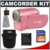 Zeikos Digital Video Camcorder with Color Preview LCD Screen (Pink) + 2GB Card + Case + Accessory Kit