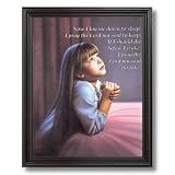 Girl Praying By Bed Kids Room Religious Picture Black Framed Art Print