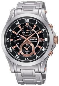 Premier Chronograph Stainless Steel Case and Bracelet Alarm Black Dial