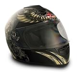 VCAN V136 X-Large Black Aviator Graphic Full Face Helmet