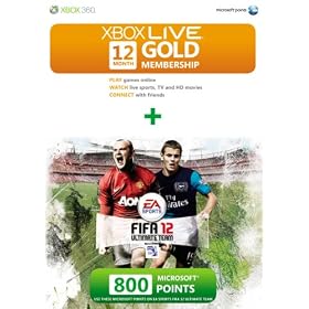 Xbox Live Gold membership for 12 month with 800 bonus points - FIFA 12 branded (Xbox 360)(GAME NOT INCLUDED)
