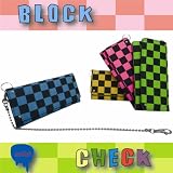ブロックチェック チェーンワレット 長財布 サイフ メンズ レディース （BL-2698）