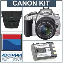 Canon Digital Rebel XTi SLR w/ EFS 18-55mm - Chrome - Refurbished by Canon U.S.A.with 2 GB CF Memory Card, Spare NB-2LH Lithium-Ion Rechargeable Battery, Camera Case