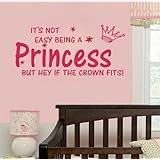 1 X NOT EASY BEING A PRINCESS girl wall quote sticker graphic vinyl home kid decor