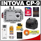 Intova CP-9 Compact Digital Camera with 130' Waterproof Underwater Housing + 4GB Memory Card + Case + Batteries & Charger + Accessory Kit
