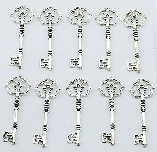 Set of 20 Vintage Skeleton Keys Charms Antique Silver Replica Antique Wedding Favor Gift DIY 1 inch to 3 inches Xmas Ornament