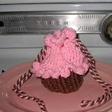 Mini Crochet Cupcake Purse in Pink & Brown