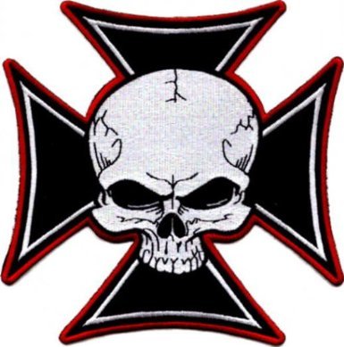 Skull Iron Maltese Cross Embroidered iron on Motorcycle Biker Patch