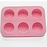 X-Haibei 6-cavity Round Mooncake Chocolate Muffin Cupcake Soap Silicone Mold Pan Tray