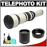 Rokinon 650-1300mm f/8-16 Telephoto Lens & 2x Teleconverter (= 650-2600mm) with Cleaning Kit for Olympus Pen E-P2, E-P3, E-PL2, E-PL3, E-PM1 & Panasonic Micro 4/3 Digital SLR Cameras