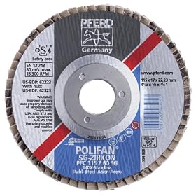 PFERD 62223 POLIFAN SG 4-1/2" x 7/8", 60 Grit Zirconia Conical Flap Disc