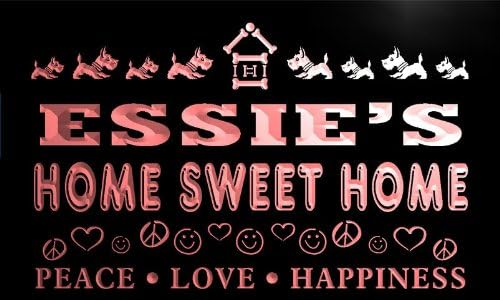 tag463-r Essie's Home Sweet Home Scottie Dog Peace Love Neon Light Sign