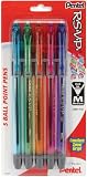 Pentel R.S.V.P. Razzle-Dazzle Ballpoint Pen, Medium Line, Black Ink, 5 Pack  (BK91RDBP5M)
