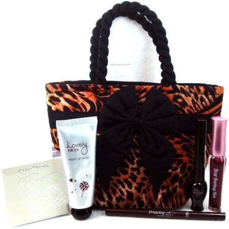 Beauty Make up Tote Bag Handbag Naraya Cosmetic Bag Korean Cosmetic Plus Set [P] (Leopard 1)