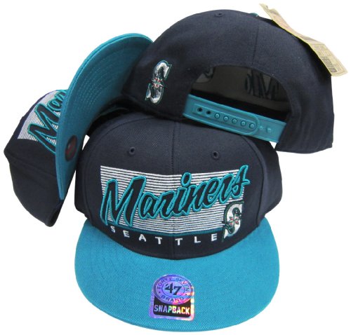Seattle Mariners Two Tone Plastic Snapback Adjustable Plastic Snap Back Hat / Cap