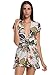 Choies Women's Multicolor Sexy Summer V Front Leaf Print Cap Sleeve Romper Playsuit